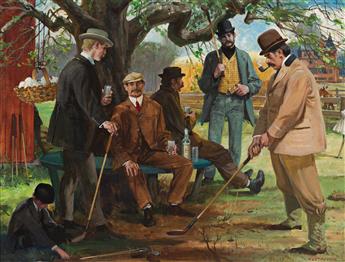 LEALAND R. GUSTAVSON (1894-1966) The Old Apple Tree Gang, 1888. [GOLF]